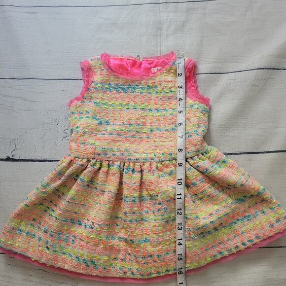 Milly Minis Size 2 Neon Confetti Knit Dress Kids Party Bright Colorful - Picture 3 of 7